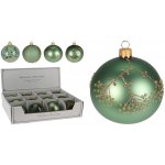 Koopman International b.v. Vánoční skleněná koule 8 cm ručně foukaná zelená ve 4 designech – Zboží Dáma