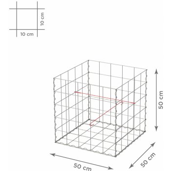 TopGabion Gabionový koš bez víka: 50×50×50 cm - oko sítě 10×10 cm