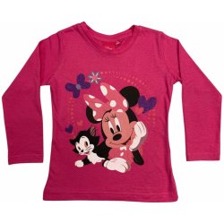 Setino dívčí tričko s dlouhým rukávem Minnie Mouse tmavě růžové