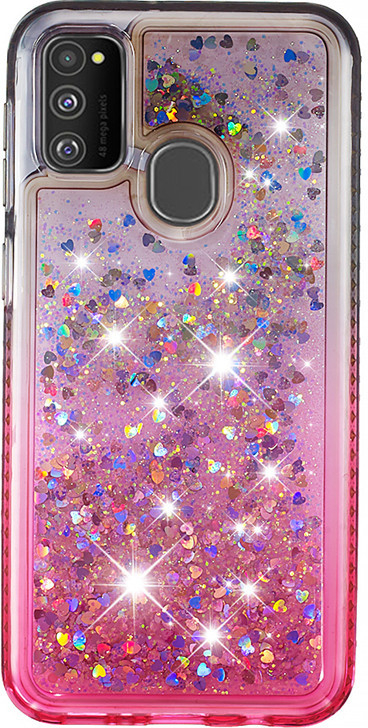 Pouzdro Třpytkové Sand Case Diamond Samsung Galaxy M21 Růžové - čiré