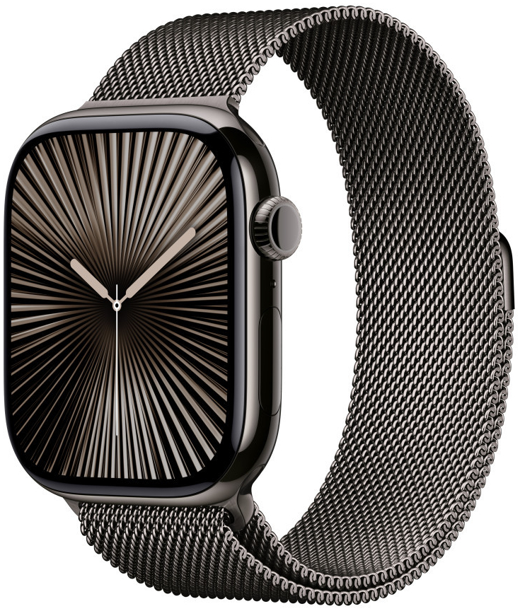 Apple Watch Series 10 46mm Cellular břidlicově šedý titan s břidlicově šedým milánským tahem S/M MC7R4QC/A