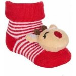Vánoční froté ponožky Sobík červená – Zboží Mobilmania