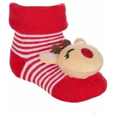 Vánoční froté ponožky Sobík červená – Zboží Mobilmania