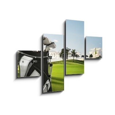 Obraz čtyřdílný 4D - 120 x 90 cm - golf equipment and course golfové vybavení a kurz – Zboží Mobilmania