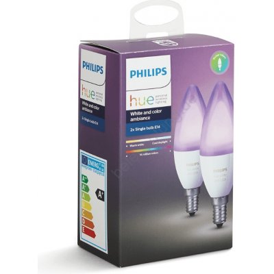 Philips LED žárovka Hue White and Color Ambiance 6W E14 set 2ks 929002294205 – Zboží Mobilmania