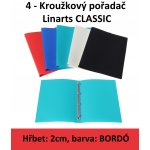 LINARTS Pořadač 4kroužkový Classic A4 červená -bordo PP, 2 cm ZRUŠENO – Zboží Živě