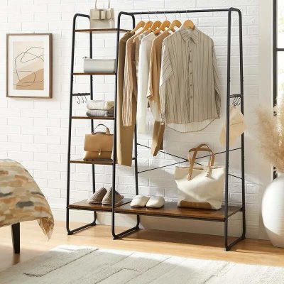 NoBi NB-RX2922625 kov / MDF černá / dekor staré dřevo – Zboží Mobilmania