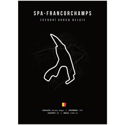 Jen tak z lásky Plakát Závodní okruhy Rozměr plakátu: 30 x 40 cm, Závodní okruh: Spa - Francorchamps, Barevná varianta: Černá – Zboží Dáma