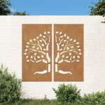 zahrada-XL Zahradní nástěnné dekorace 2 ks 105x55 cm cortenová ocel Strom