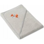 Veba LOTA osuška s kapucí světlá šedá s výšivkou Lištička šedá lemovka 75x75 cm – Hledejceny.cz