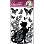 Samolepící dekorace na zeď (60 x 32cm) Room Decor černé kotě s glitry a kamínky 10016 – Zboží Dáma