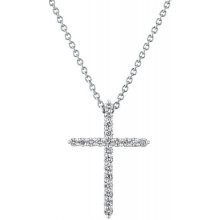 Tiami Přívěsek z bílého zlata s diamanty Pure Cross small NPCW21101