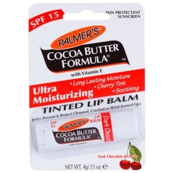 Palmer's Face & Lip tónovací hydratační balzám na rty SPF 15 příchuť Dark Chocolate & Cherry Cocoa Butter Formula ( Long Lasting Moisture, Cherry Tint, Soothing with Vitamin E) 4 g