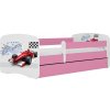 Postel Kocot Kids Babydreams formule jedna růžová se šuplíky s matrací