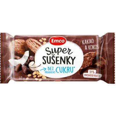 Emco Super sušenky bez přidaného cukru Kakao a Kokos 60 g – Zboží Mobilmania