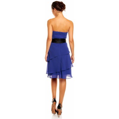 Mayaadi šaty HS-345_BL s mašlí a sukní s volány modré