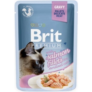 Brit cat Premium Deli e Fillets Salmon Gravy for Sterilised 24 x 85 g