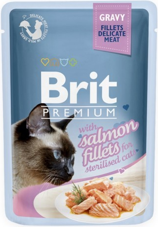 Brit cat Premium Deli e Fillets Salmon Gravy for Sterilised 24 x 85 g
