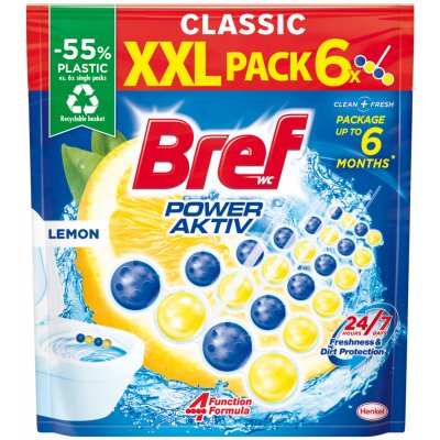 Bref Power Aktiv Lemon tuhý WC blok s vůní citronu, 6 x 50 g – Zboží Dáma