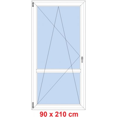 Soft Balkonové dveře s příčkou otevíravé a sklopné Antracit struktura/Antracit struktura levé 90 x 210 cm – Hledejceny.cz