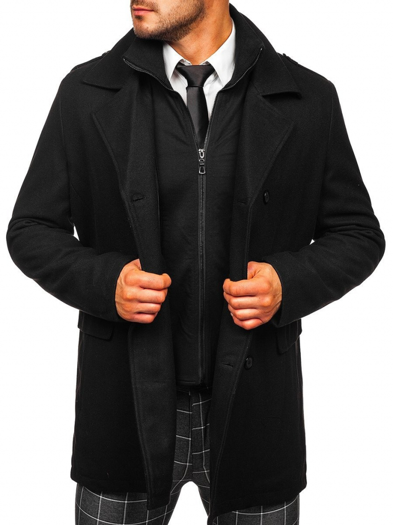 Bolf pánský dvouřadový kabát s odepínacím límcem 8805 černý od 1 299 Kč -  Heureka.cz