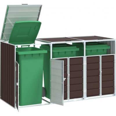 vidaXL Box na 3 popelnice 216 x 81 x 115 cm ocel hnědý – Zboží Dáma