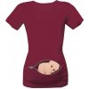 Těhotenské a kojící tričko Tričko s potiskem miminko zadeček dámské Červená