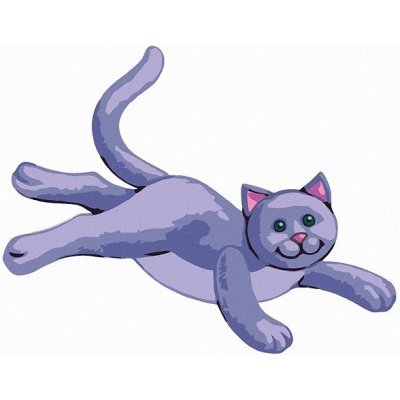 zuty Fialová plyšová kočička Sue Ellen Brown 40 x 50 cm bez rámu a bez vypnutí plátna – Zboží Mobilmania