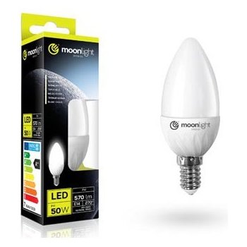 Moonlight LED žárovka E14 220-240V 7W 570lm 6000k studená 25000h 2835 37mm/100mm