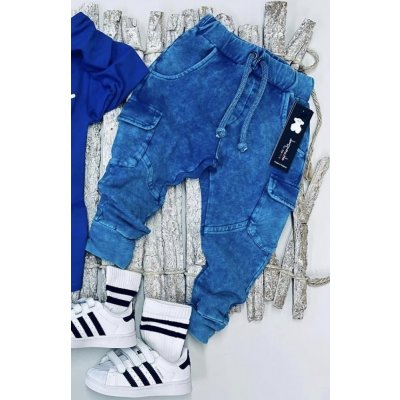 Despacito Kalhoty Despacito acid vintage cargo jeans royal blue