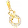Přívěsky Šperky Eshop Diamantový přívěsek ze žlutého zlata kontura vykládaná brilianty a propletená menším kruhem S3BT506.10