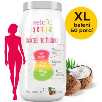 KetoFit Kokosový sen - proteinový koktejl pro rychlé hubnutí 1 260 g, 50 porcí – Zboží Dáma