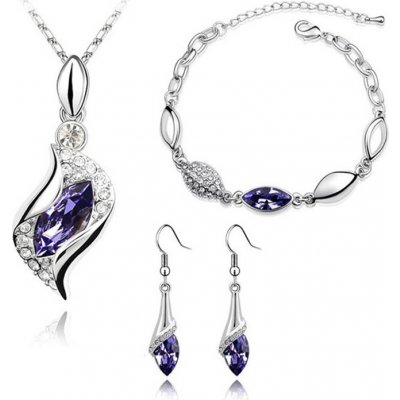 Sisi Jewelry souprava Swarovski Elements Andělské slzy fialové krystaly Fialová SET1095