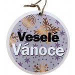 Bondecor Vánoční dřevěná dekorace kulatá "Veselé Vánoce" 13cm – Hledejceny.cz