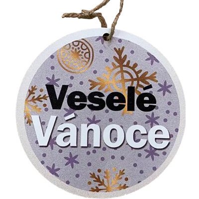 Bondecor Vánoční dřevěná dekorace kulatá "Veselé Vánoce" 13cm – Hledejceny.cz