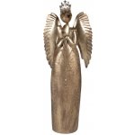Clayre & Eef Zlatá antik kovová veliká dekorace anděl se srdcem Christmas Angel 36*15*100 cm – Hledejceny.cz