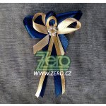 Vonička (vývazek) svatební - tm. modrá-meruňková s perlovým květem – Zboží Dáma