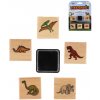 Razítko pro děti Teddies Razítka dřevěná 5 1 s poduškou dinosauři 3x3cm na kartě