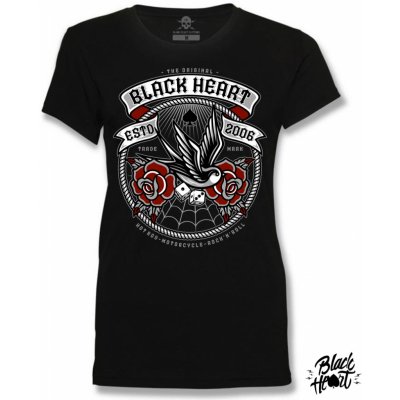 BLACK HEART SWALLOW ROSE Černá – Zboží Dáma