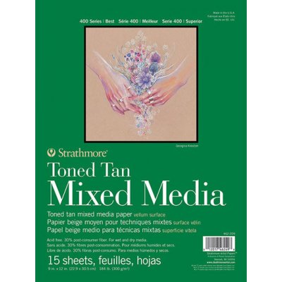 Strathmore Toned Tan Mixed Media tónovaný karton v bloku 15 x 20 cm 300 g/m2 15 listů béžový – Zboží Dáma