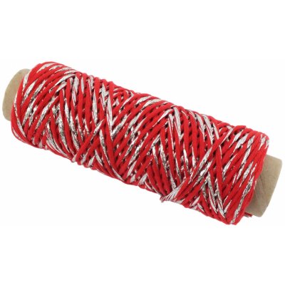 Šňůra MILA 2mm - VÁNOČNÍ KOLEKCE - Červená stříbrná – Zboží Mobilmania