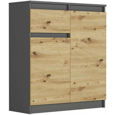 Framire Komoda do dětského pokoje s šuplíkem a skříňkou Antracit mix artisan 80 x 40 x 98 cm Modern S1 – Zboží Mobilmania