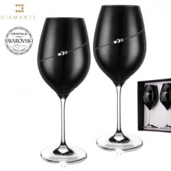 Crystalex Bohemia Glass Sklenice na červené víno černé se Swarovski Elements Silhouette Black 470 ml