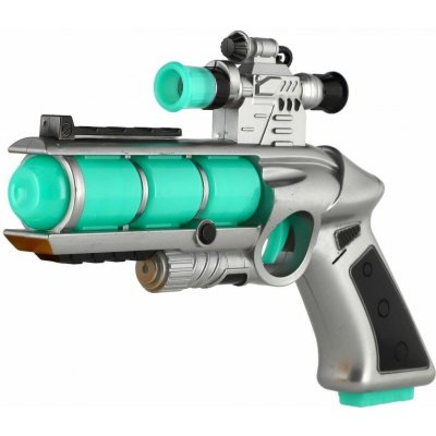 Teddies Pistole se zaměřovačem plast 20cm na baterie se zvukem a se světlem – Zboží Dáma