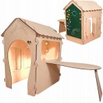 KIK KX3831 Zahradní dřevěný domeček pro děti s tabulí a stolem – Zboží Dáma