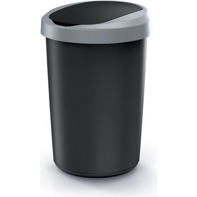 Prosperplast Odpadkový koš COMPACTA R FLAP recyklovaný černý s světle šedým víkem, 40 l – Zboží Dáma
