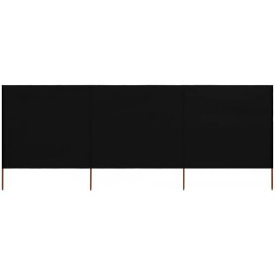 Greatstore 3dílná zástěna proti větru látková 400 x 160 cm černá