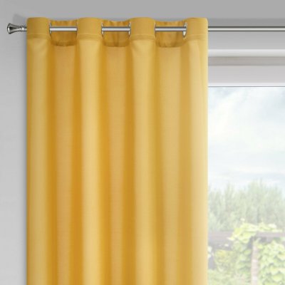 EUROFIRANY KRÁTKÝ ZÁVĚS NA KROUŽCÍCH RITA 140X175 CM HOŘČICOVÁ – Hledejceny.cz