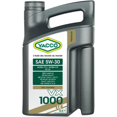 Yacco VX 1000 LE 5W-30 5 l – Hledejceny.cz