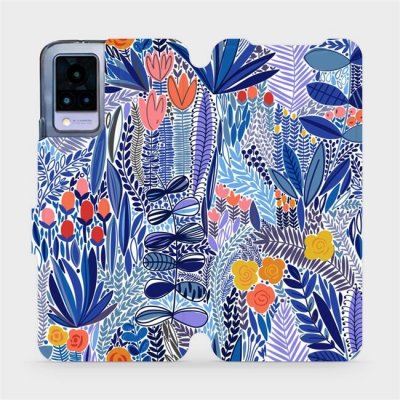 Pouzdro Mobiwear Flip Vivo V21 5G - MP03P Modrá květena